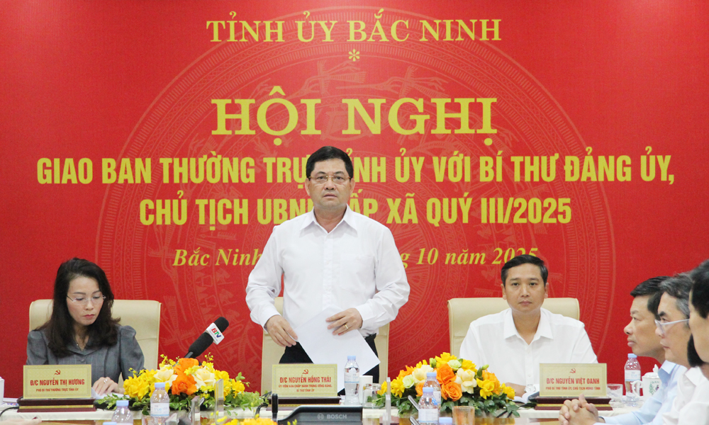 
Đồng chí Nguyễn Hồng Thái phát biểu tại hội nghị.