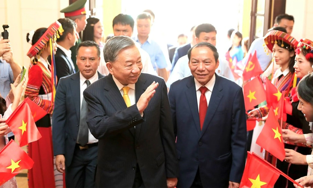 Tổng Bí thư Tô Lâm tới dự Lễ kỷ niệm 80 năm Ngày truyền thống ngành Văn hóa.