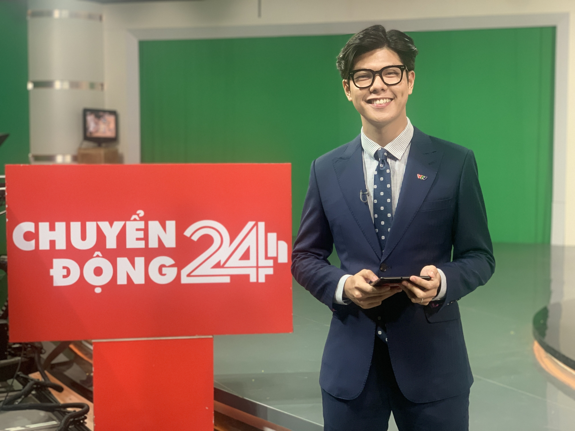 BTV Mạnh Cường dẫn chuyển động 24h - Trung tâm Sản xuất và Phát triển nội dung số (VTV Digital). Ảnh: NVCC