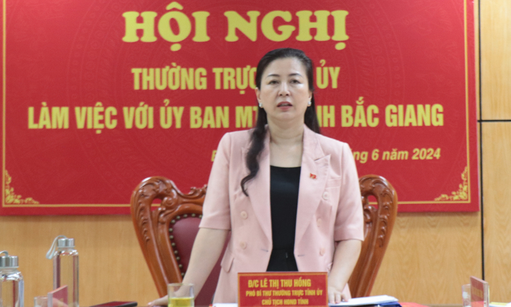 Đồng chí Lê Thị Thu Hồng chủ trì hội nghị.