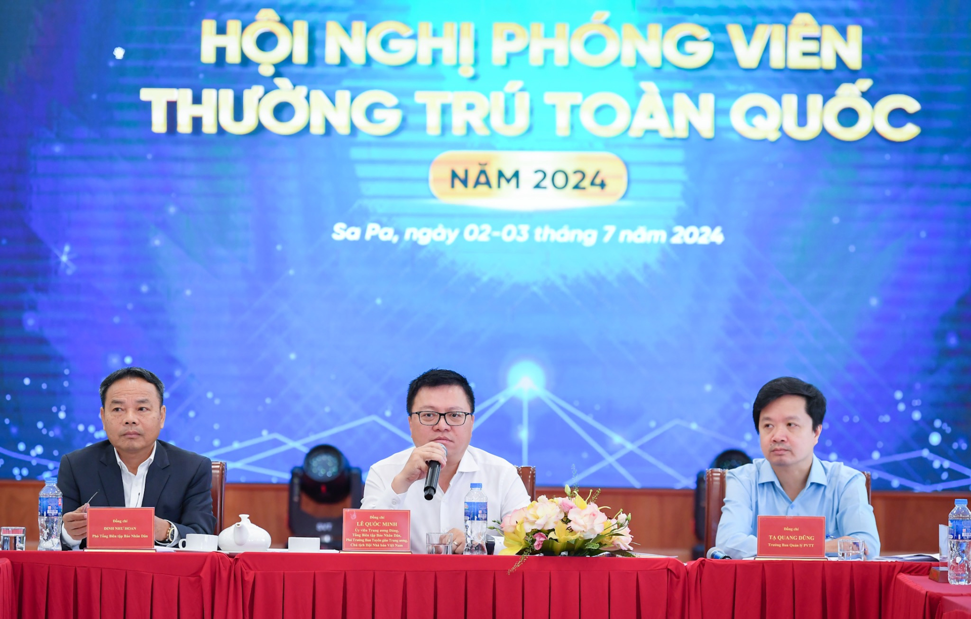 Đồng chí Lê Quốc Minh chủ trì Hội nghị phóng viên thường trú toàn quốc năm 2024. Ảnh: K.Thu