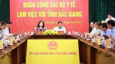 Các đồng chí: Đào Hồng Lan, Dương Văn Thái chủ trì buổi làm việc.