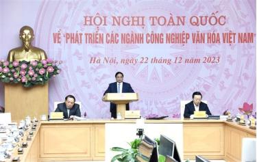 Thủ tướng chủ trì Hội nghị đầu tiên về phát triển các ngành công nghiệp văn hóa Việt Nam. Ảnh: TTXVN