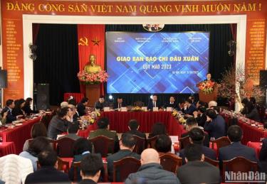 Quang cảnh giao ban báo chí đầu Xuân Quý Mão 2023 sáng 31/1. (Ảnh: TRẦN HẢI)