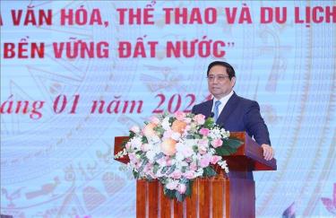 Thủ tướng Phạm Minh Chính phát biểu chỉ đạo hội nghị. Ảnh: Dương Giang/TTXVN