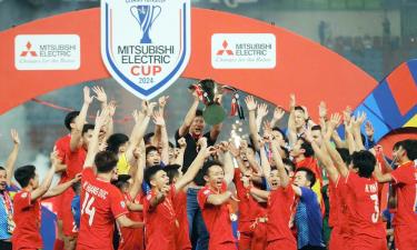 Các cầu thủ đội tuyển Việt Nam hân hoan trong niềm vui vô địch ASEAN Cup 2024.