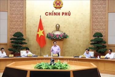 Thủ tướng Phạm Minh Chính chủ trì họp Chính phủ chuyên đề về xây dựng pháp luật. Ảnh: Dương Giang/TTXVN