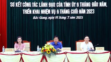 Các đồng chí Thường trực Tỉnh ủy chủ trì hội nghị.