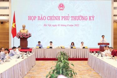 Họp báo Chính phủ thường kỳ tháng 7 diễn ra chiều 3/8. Ảnh: VGP.