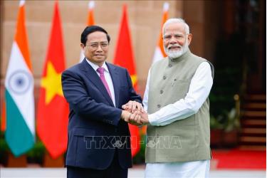 ​Thủ tướng Phạm Minh Chính​ và Thủ tướng Ấn Độ Narendra Modi. Ảnh: Dương Giang/TTXVN