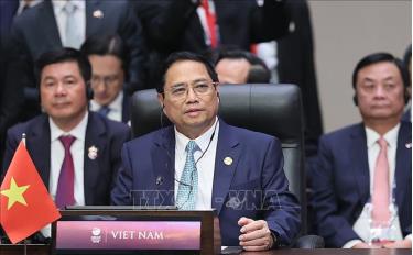 Thủ tướng Phạm Minh Chính tham dự Phiên toàn thể Hội nghị Cấp cao ASEAN lần thứ 43. Ảnh: Dương Giang/TTXVN