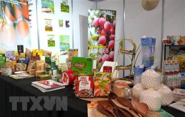 Gian hàng của Thương vụ Việt Nam tại Australia trong Hội chợ thực phẩm Fine Food Australia 2023. (Ảnh: Lê Đạt/TTXVN)