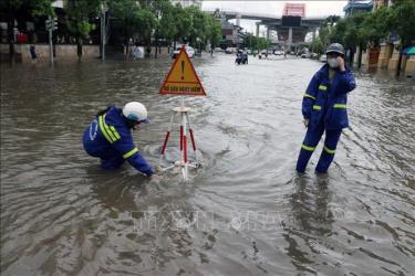 Công ty TNHH MTV Thoát nước Hải Phòng sẵn sàng cho các tình huống ngập úng nghiêm trọng. Ảnh: Hoàng Ngọc/TTXVN