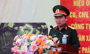 Đại tá Nguyễn Văn Bắc, Phó Tổng Giám đốc Tổng Công ty Đông Bắc phát biểu tại buổi phát động.